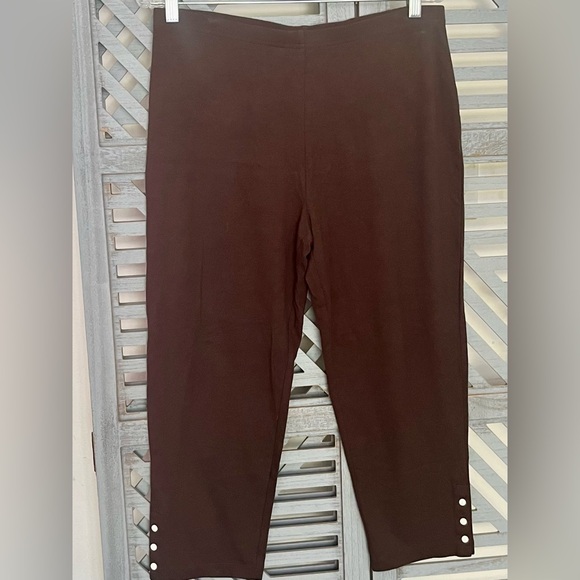 Susan Graver Weekend Reg. Premium Stretch Aire Slim-Leg Ankle Pants Navy & Brown - Picture 9 of 15